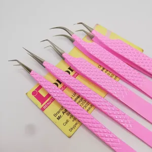 Pestañas de alta calidad sostenibles, herramientas de belleza para pestañas, pinzas para pestañas recubiertas de Color rosa, pinzas personalizadas de gran venta para pestañas - Product Image 3