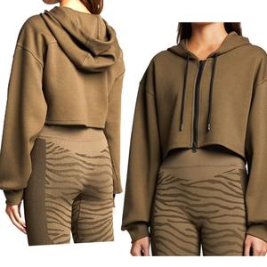 Venta al por mayor de manga larga Sudadera con capucha Señora Mujeres Crop Top Pullover Sudaderas con capucha cortas para las mujeres - Product Image 2