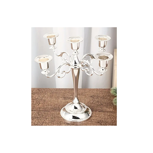Candélabre à 5 bras en métal argenté de conception étrangère pour la fête de mariage en forme personnalisée de taille normale Pure Meta - Product Image 1