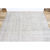 Tapis vintage turc écologique avec envers en latex et franges, 5,2x8 pieds, vert, grand tapis en laine patchwork
