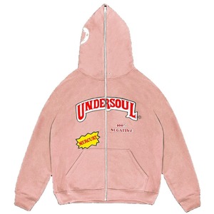Logo personnalisé Pull Polaire Coton Zipup Haute Qualité Poids Lourd Pleine Fermeture Éclair Veste à capuche Double Couche Fermeture Éclair À Capuche Pour Hommes - Product Image 5