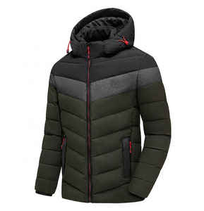 100%Polyester Winter Cotton <b>Padded</b> Puffer <b>Jacket</b> Latest Design <b>Padded</b> Outdoor <b>Hooded</b> Three Tone Waterproof Puffer <b>Jacket</b> for Men - Product Image 4