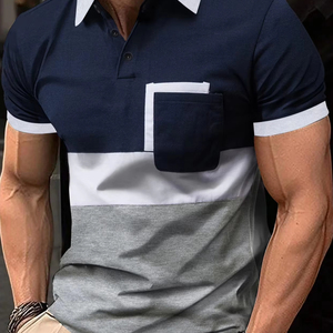 Camiseta de manga corta de verano de gama alta para hombre, camiseta de lona transpirable sólida con logotipo bordado personalizado - Product Image 6
