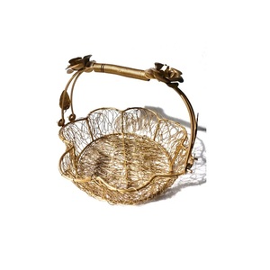 Stylish Round Shape Metal Hamper <b>Basket</b> for Home <b>Storages</b> Flower Design Mesh <b>Wire</b> Hamper Gift <b>Basket</b> for Wholesale - Product Image 3