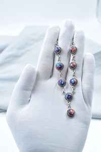 Collier de déclaration Boho fait à la main 18 pouces chaîne réglable rose Dahlia Turquoise bijoux en argent Sterling Lariat plaqué rhodium - Product Image 2