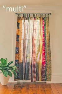 Cortinas de tela Sari de seda Vintage indio cortina Hippie Bohemia decorativa hecha a mano, cortina de retazos para decoración de habitación, decoración de ventana - Product Image 5