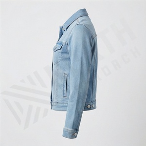 Vestes en jean pour femmes grandes tailles, hauts en denim courts décontractés et luxueux avec perles, mode, manches longues personnalisées, couleur personnalisée, manteau tendance - Product Image 3