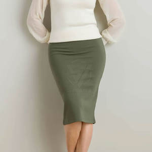 Faldas Lápiz de Algodón 100% Transpirables con Botones Naranjas para Mujer, Trajes de Negocios para Oficina y Desplazamientos Diarios - Product Image 1