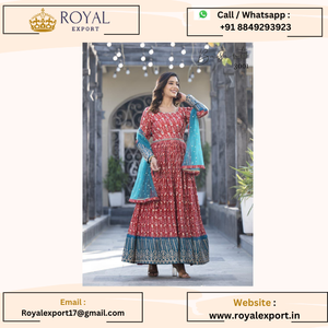 Nuevo diseñador Georgette bordado trabajo con trabajo hecho a mano estampado largo Anarkali vestido colección por Royal export - Product Image 4