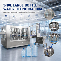 Machine de remplissage d'eau minérale en bouteille PET de grande capacité (3-10L) - Installation de remplissage rotative 3 en 1