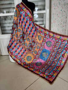 Nuevas Dupattas de Seda Pakistaníes con Bordado a Mano de Lujo, Dupattas Bohemias con Bordado a Mano Colorido para Ropa de Mujer - Product Image 2