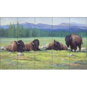 Murals-MMA006ติดผนังเซรามิกลายศิลปะแมคโดนัลด์รูปควายกระเบื้องกันน้ำมันกระเด็น - Product Image 1