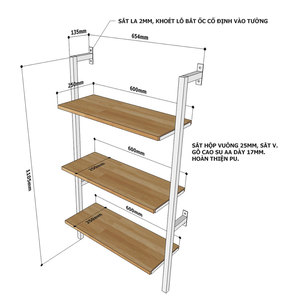 Étagère murale en aluminium à 3 niveaux pour salon, chambre et salle de bain (KTT68015) - Product Image 3