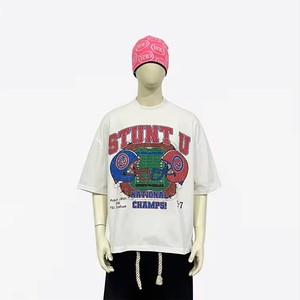 Diseño personalizado con estampado Dtg y camisetas gráficas con logotipo en blanco de talla grande OEM Acid Wash unisex 100% algodón Vintage camisetas de gran tamaño - Product Image 2