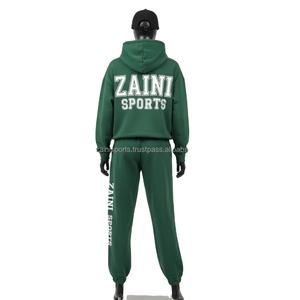 Chándal de lana Premium para mujer 340 GSM Green Cropped Hoodie y Cargo Joggers Custom Logo Print Bordado Chándales Tallas grandes - Product Image 2