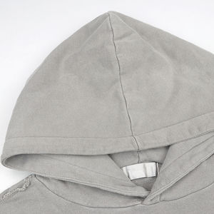 Sudaderas con capucha de algodón 100% de alta calidad French Terry Acid Wash Vintage Custom Patchwork Hoodies para hombres - Product Image 3