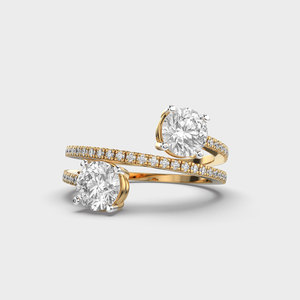 Unique <b>Open</b> Band 2 CTW Round Cut Moissanite Yellow Gold Prong Setting Engagement & Wedding <b>Ring</b> for Bridal Party Wear Women's - Product Image 2