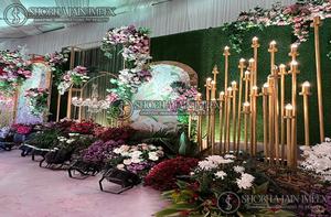 Modern Traditional Indian Wedding Stage Cum Mandap Square Wooden Candlestick Chairs <b>Backdrop</b> <b>Stand</b> Big Size Carton Shobha Jain - Product Image 3