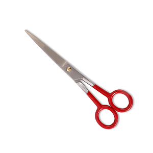 Ciseaux de coupe de cheveux à poignée de couleur rouge ciseaux de coiffure de salon à lame droite en acier métallique pour la beauté avec vis dorée - Product Image 1