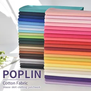 Tecido de popeline 100% algodão para roupas masculinas, femininas e infantis, cor sólida por atacado
