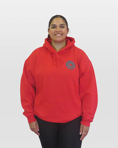 Vente en gros de sweat à capuche femme rouge classique surdimensionné avec fermeture éclair nouveau design épaule tombante anti-rides respirant col à capuche vierge - Product Image 2