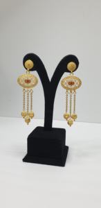 African Collection 2GRM Dubai 24KT Gold Plated New Arabian Designs Synthetic Ruby Stones fixed pendent Necklace - Product Image 3