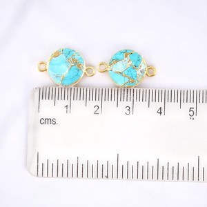 Mohave Cuivre Turquoise Pierres Précieuses Charme Connecteur Bijoux Faits à la Main Or Électrolytique Connecteurs Ronds Charmes - Product Image 5