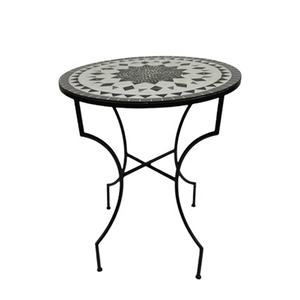 Table d'appoint ronde en fer de luxe, mosaïque multicolore et couleur noire mate, Table basse de Style américain - Product Image 3