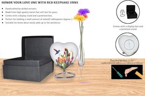 Urne souvenir en forme de cœur de colibri-Mini urne de crémation en forme de cœur avec support et boîte premium-Petite urne souvenir-Honore votre bien-aimé - Product Image 4