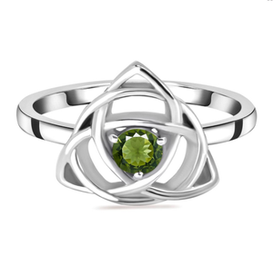 Heart-Shaped 925 Sterling Silver <b>Ring</b> with Moldavite Gemstone Trendy Prong Setting Fashionable Wedding or Engagement Gift - Product Image 2