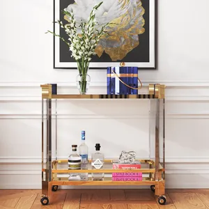 Chariot de service de restaurant en céramique artisanale haut de gamme, écologique, finition dorée, chariot à boissons Zahid Exports, sûr et fiable - Product Image 4