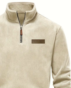 Sweat-shirt à col montant mi-zippé pour homme, vêtement de sport décontracté, manches longues, uni, teinture écologique, personnalisable, automne/hiver - Product Image 3