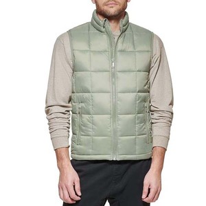 <b>Top</b> Selling Men's Regular Fit Canvas Puffer Vest with Stand Collar Front Logo Waterproof Windproof Outdoor Wear Wholesale - Product Image 1