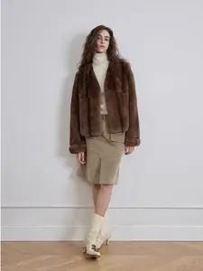 2024 New Arrival High Quality <b>Real</b> Rex Rabbit <b>Fur</b> Parka Unisex Single Button Woven Plain Dyed Breathable Winter Full Sleeve - Product Image 4