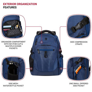 Mochila de viaje de nylon azul con capacidad de 30-40 litros, mochila con múltiples bolsillos, bolsa deportiva, mochila con bolsillo lateral de malla. - Product Image 5