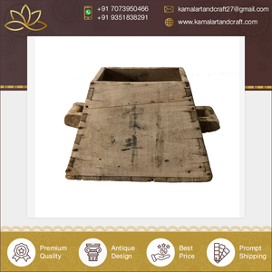 Jardinière en bois vintage ronde créative de qualité authentique, art et artisanat Kamal, 30x30x33cm, décoration intérieure de jardin et de maison - Product Image 4