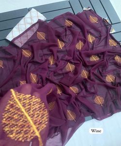 Saree en mousseline de soie à motifs imprimés à la mode fabuleux pour les mariages et les fêtes pour les occasions à la mode - Product Image 5