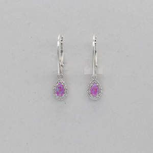 Boucles d'oreilles en forme de larme d'opale de feu rose Bijoux en argent sterling pour femmes et filles à la fête de mariage, Hldi, Mehendi Wear Earring - Product Image 1