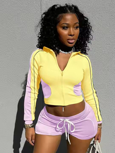 ชุดกีฬาผ้าฝ้ายปักลายตัวอักษรสำหรับผู้หญิงชุดสั้นมีฮู้ดสำหรับฤดูใบไม้ร่วงและฤดูร้อน - Product Image 2