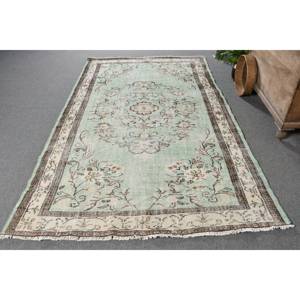 Tapis vintage vert beige 5,3x8,7 pieds Tapis turcs - Product Image 1