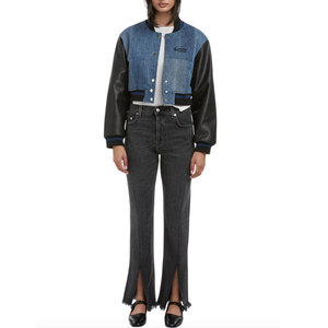 Chaqueta corta universitaria para mujer con diseño de logotipo bordado personalizado/Chaqueta corta universitaria cómoda de talla adulta para mujer - Product Image 6