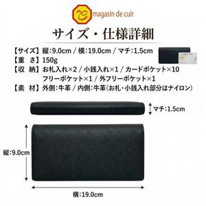 Genuine Leather Fold <b>Long</b> <b>Wallet</b> Slim Design - Product Image 6