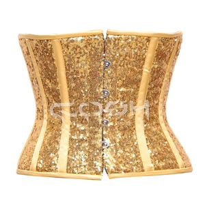 Corset amincissant glamour en gros, avec sequins dorés brillants, sous-poitrine, pour soirée, par le fabricant - Product Image 3