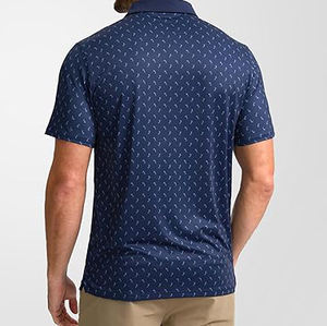 เสื้อโปโลผ้าฝ้าย100% สำหรับผู้ชายชุดลำลองแบบปักแขนสั้นระบายอากาศได้พิมพ์ลายถักสีพื้น - Product Image 3