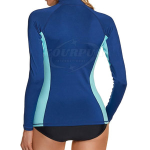 Concevez votre propre rashguard décontracté pour femme à manches longues, de haute qualité, uni, à séchage rapide et respirant en polyester - Product Image 2