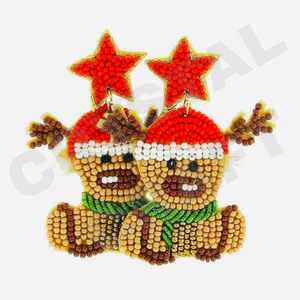 Multi colour Dangle Earrings New Arrival <b>Cross</b>-Border Handmade Beads Gold Trendy Creative for Parties Christian Style - Product Image 5