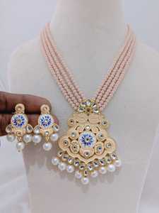 Collar antiguo de artesanía con pintura de Meenakari para mujer, peso ligero con colección de perlas única para boda y fiesta - Product Image 3