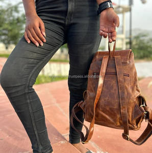 Nouveau design de sac à dos en cuir pleine fleur crunch sac à dos multi-usages de style vintage sac en cuir véritable Offre Spéciale produit en vrac en gros - Product Image 4