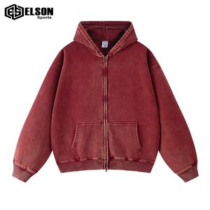 Buena calidad pulóver de gran tamaño con capucha hombres sudadera ácido lavado crudo dobladillo impresión DTF fabricación de ropa - Product Image 2