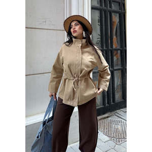 Chaqueta vaquera para mujer con detalle fruncido en la cintura, ropa exterior cómoda - Product Image 2